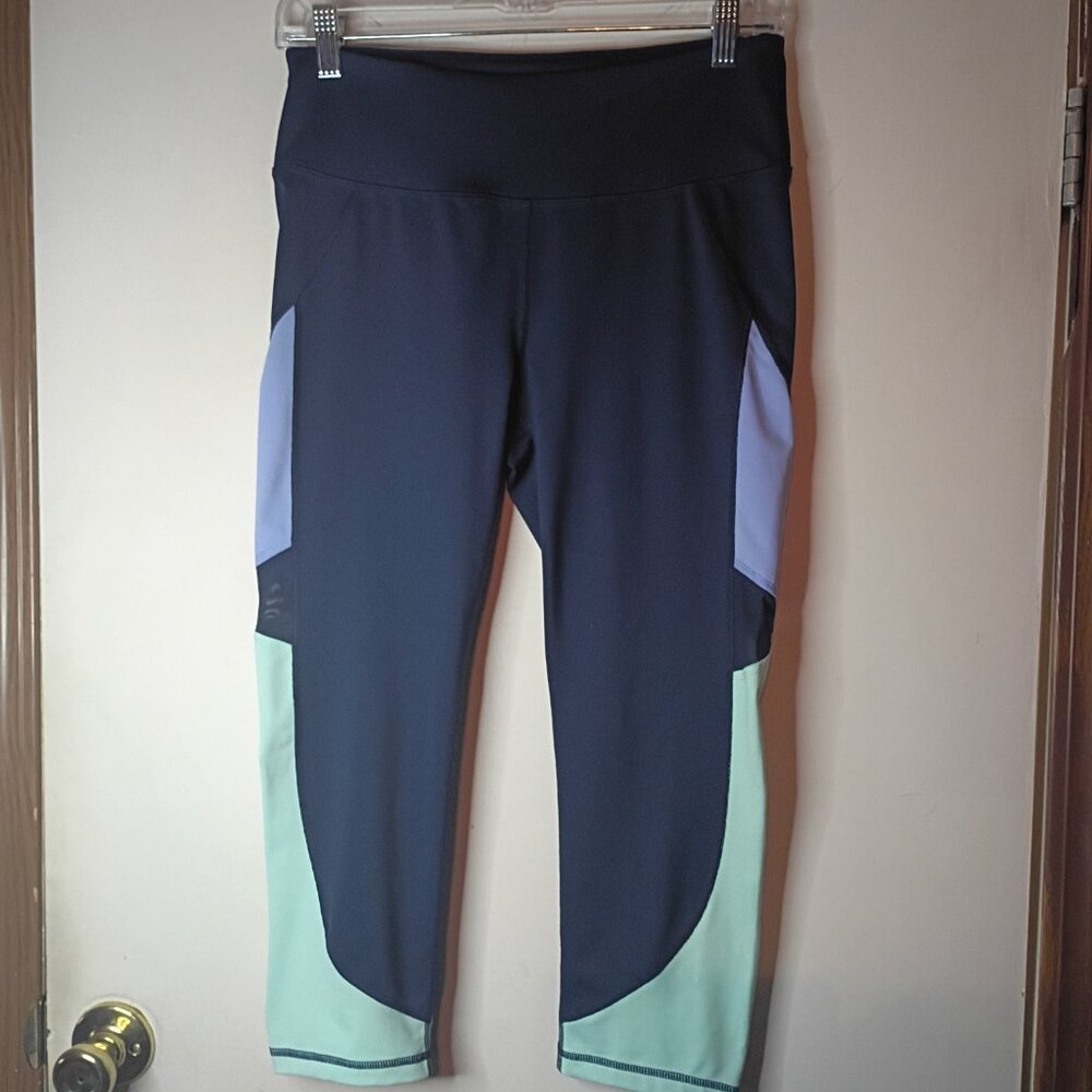 Fila‎ Women's Blue/Teal Colorblock Sport Capri Leggings Size Medium